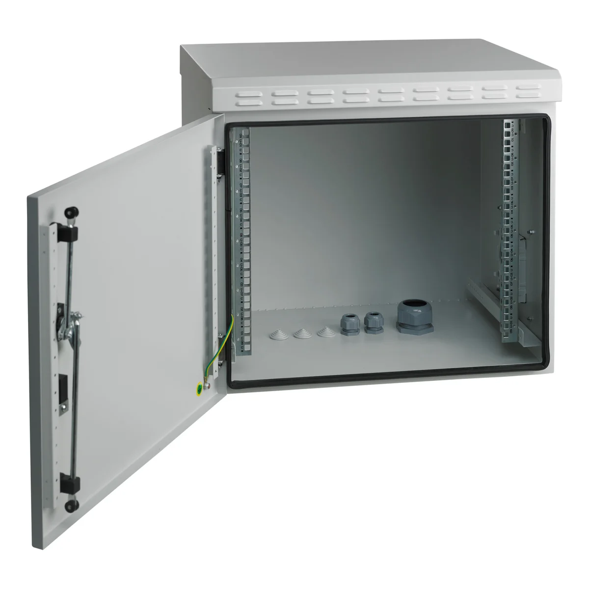 19" Wandgehäuse IP55, 16HE, Stahltr, Tiefe 600 mm, RAL7035