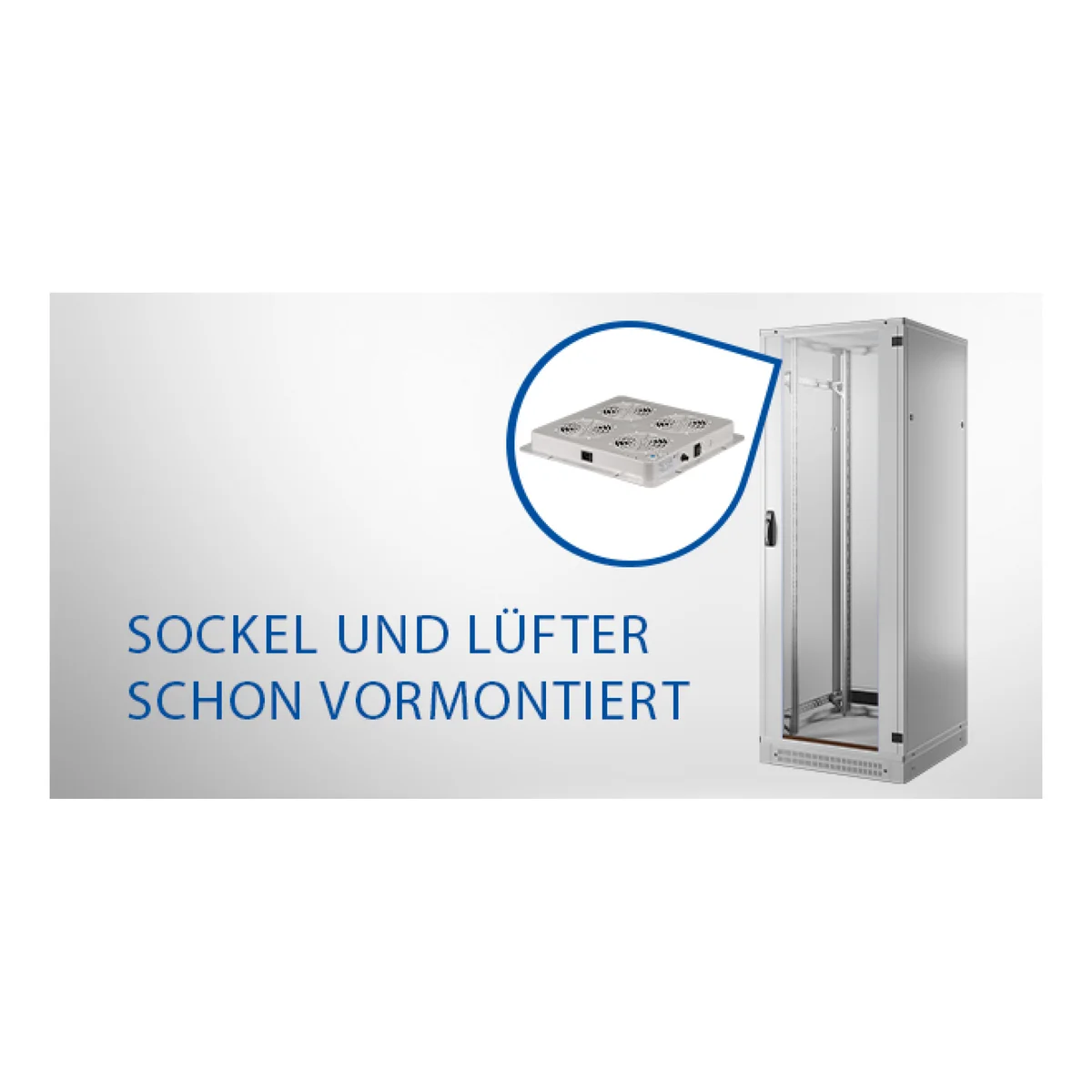 19" Netzwerkschrank-Set PRO 42HE, 800x800 mm, RAL7035, 2f. Lfter, Netzltg. +Sockel
