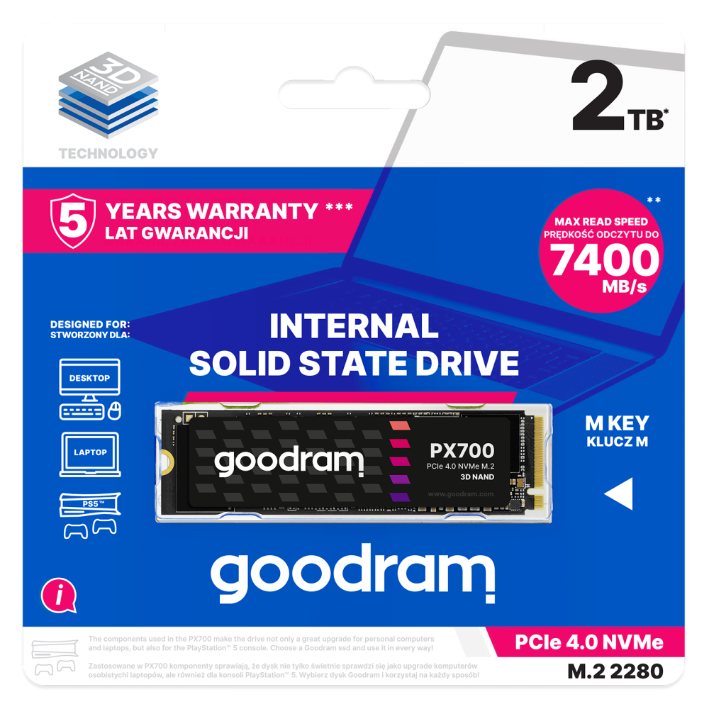 GOODRAM PX700 G.2 2TB NVME PCIe 4x4 M.2 2280
