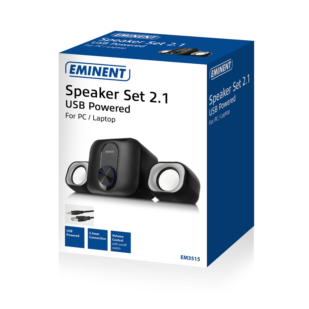 EMINENT SPEAKERS 2.1 2*3W+5W SUBWOOFER RMS USB POWERED EM3515