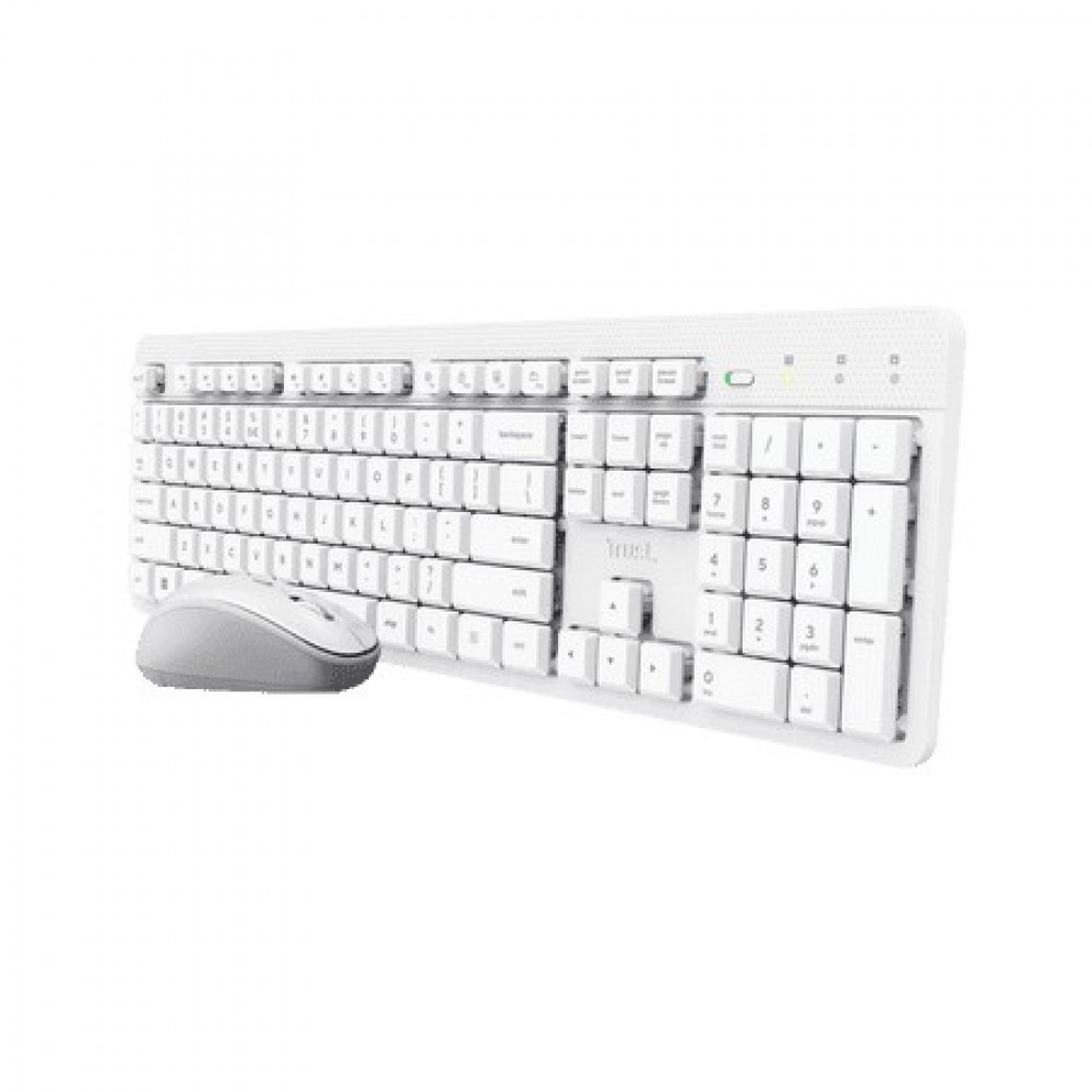 TRUST WIRELESS SILENT KEYBOARD &amp; MOUSE ODY II UK WHITE 25469