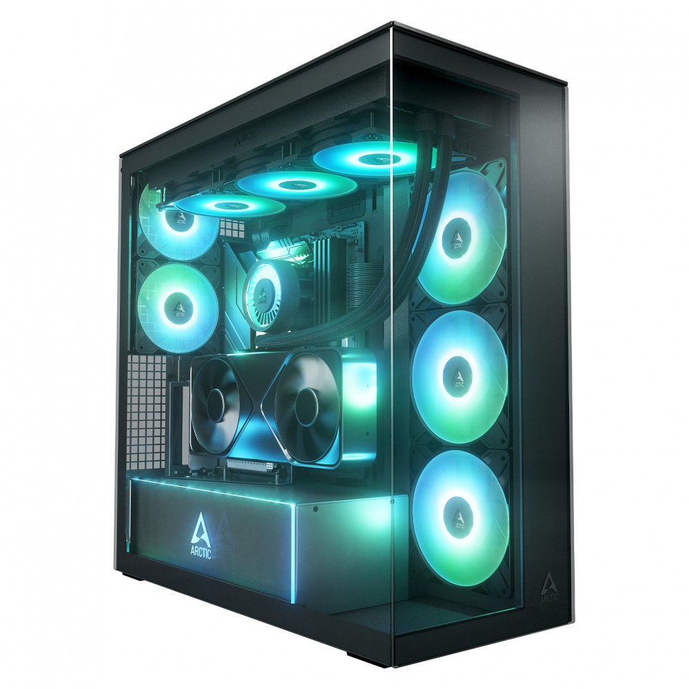 Arctic Xtender (Black) mirrow black window with GPU vertical mount