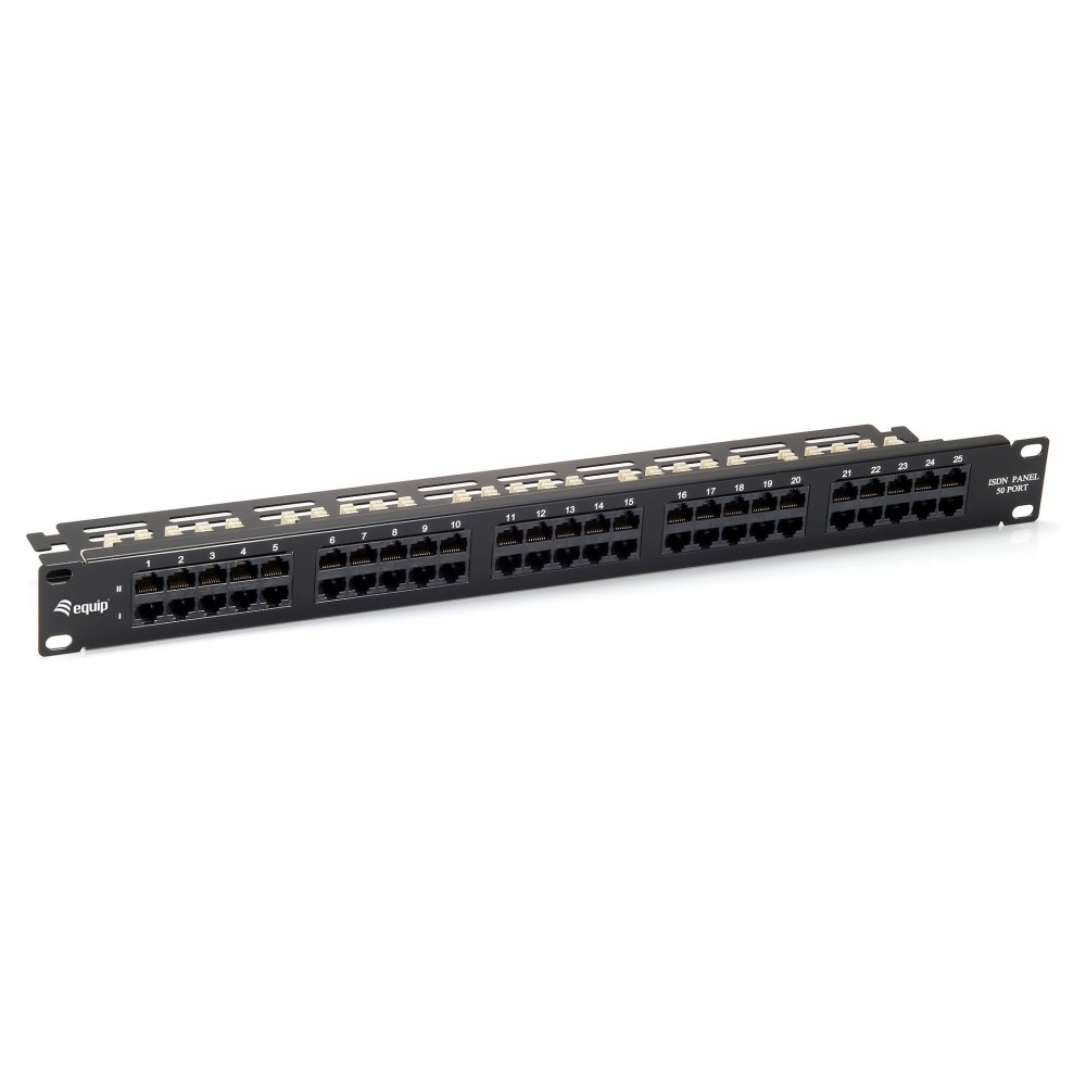 19" Patchpanel 50xRJ45 Cat3 UTP 1U ISDN RAL9005