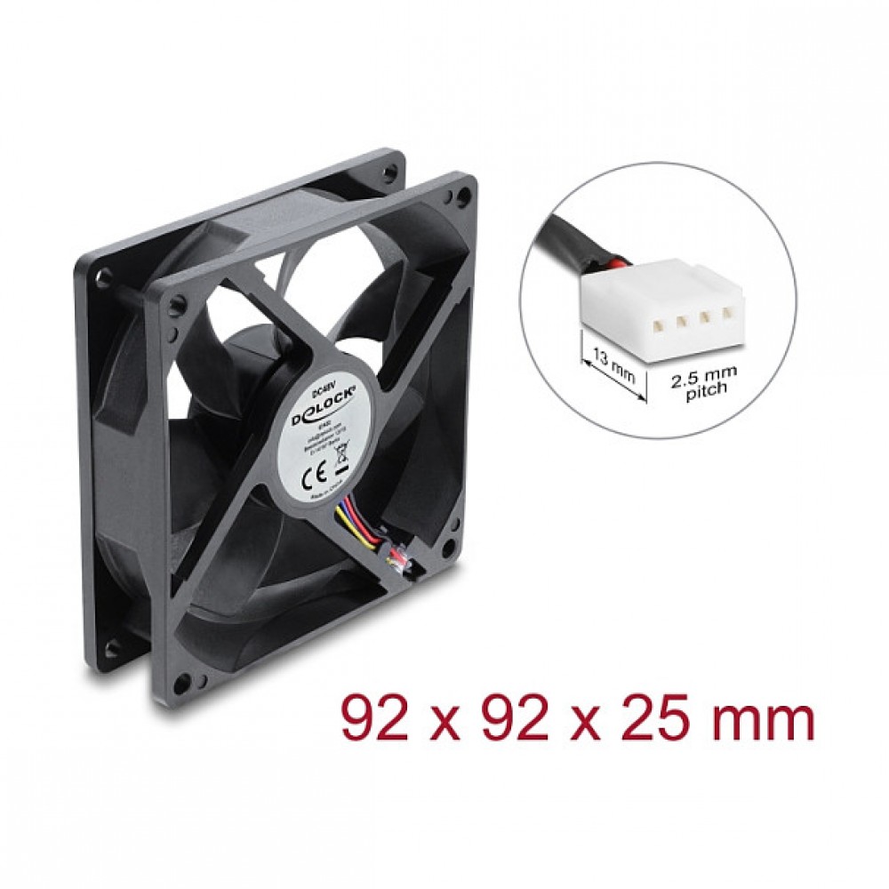 Axiallüfter 48 V DC, 92 x 92 x 25 mm mit 4 Pin PWM Lüfteranschluss schwarz