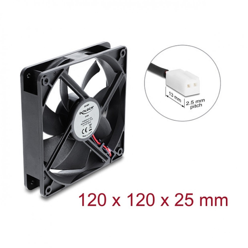 Axiallüfter 48 V DC, 120 x 120 x 25 mm mit 2 Pin Lüfteranschluss schwarz