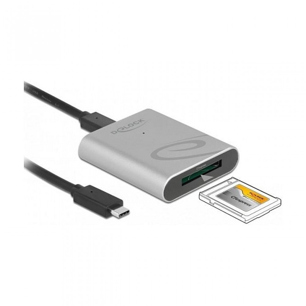 Delock USB Type-CTM Card Reader im Aluminium Gehäuse für CFexpress Speicherkarten
