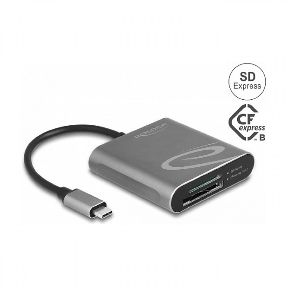 Delock USB Type-CTM Card Reader für SD Express und CFexpress Speicherkarten