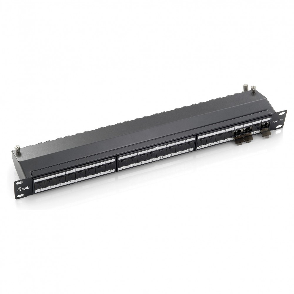 19" Patchpanel 24xRJ45 Cat6a FTP 1U 500MHz RAL9005