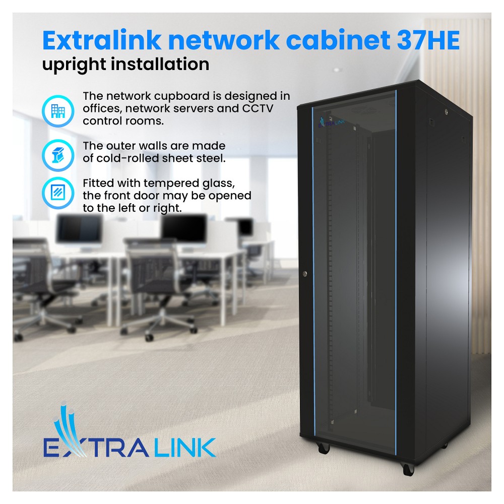 Extralink 37U 600X1000 STANDING RACKMOUNT CABINET BLACK
