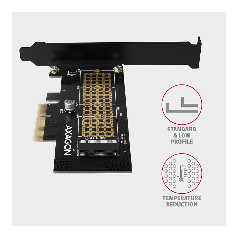 PCEM2-N PCIe-3.0-x4-Adapter, 1x M.2-NVMe-SSD, to 2280 - passive Kühlung