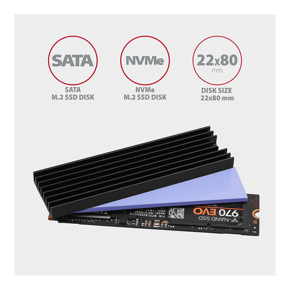 CLR-M2L6 passiver M.2-SSD-Heatsink - 2280, 6 mm Height, Aluminium, black