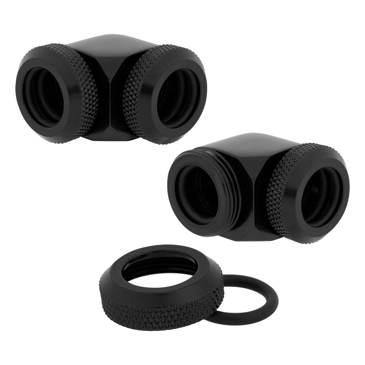 K Corsair Hydro X Series XF Hardline Adapter 90 Degree 12mm AD to 12mm AD Hardtube Pack of 2 Black