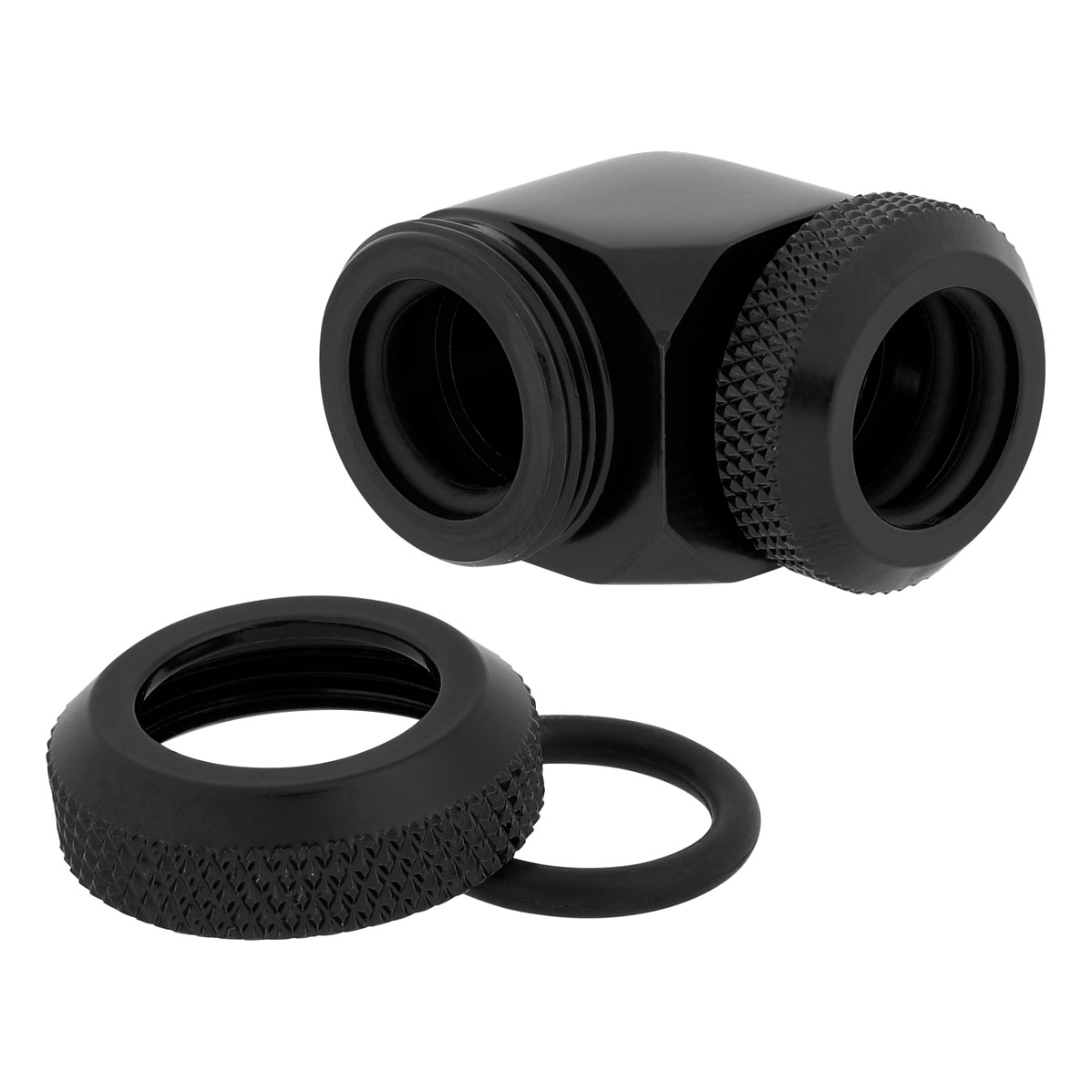 K Corsair Hydro X Series XF Hardline Adapter 90 Degree 12mm AD to 12mm AD Hardtube Pack of 2 Black