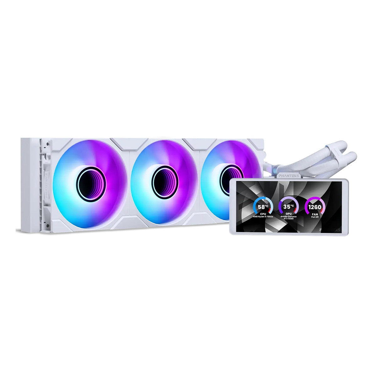 K PHANTEKS Glacier One 360M25 LCD AiO-Water Cooling, 6-inch-Display - 360mm, white