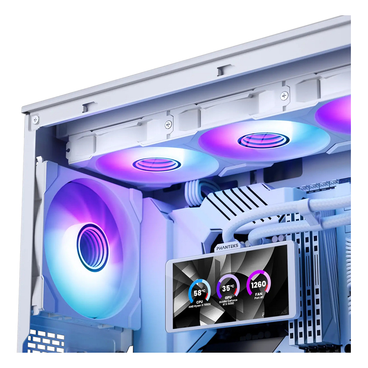 K PHANTEKS Glacier One 360M25 LCD AiO-Water Cooling, 6-inch-Display - 360mm, white