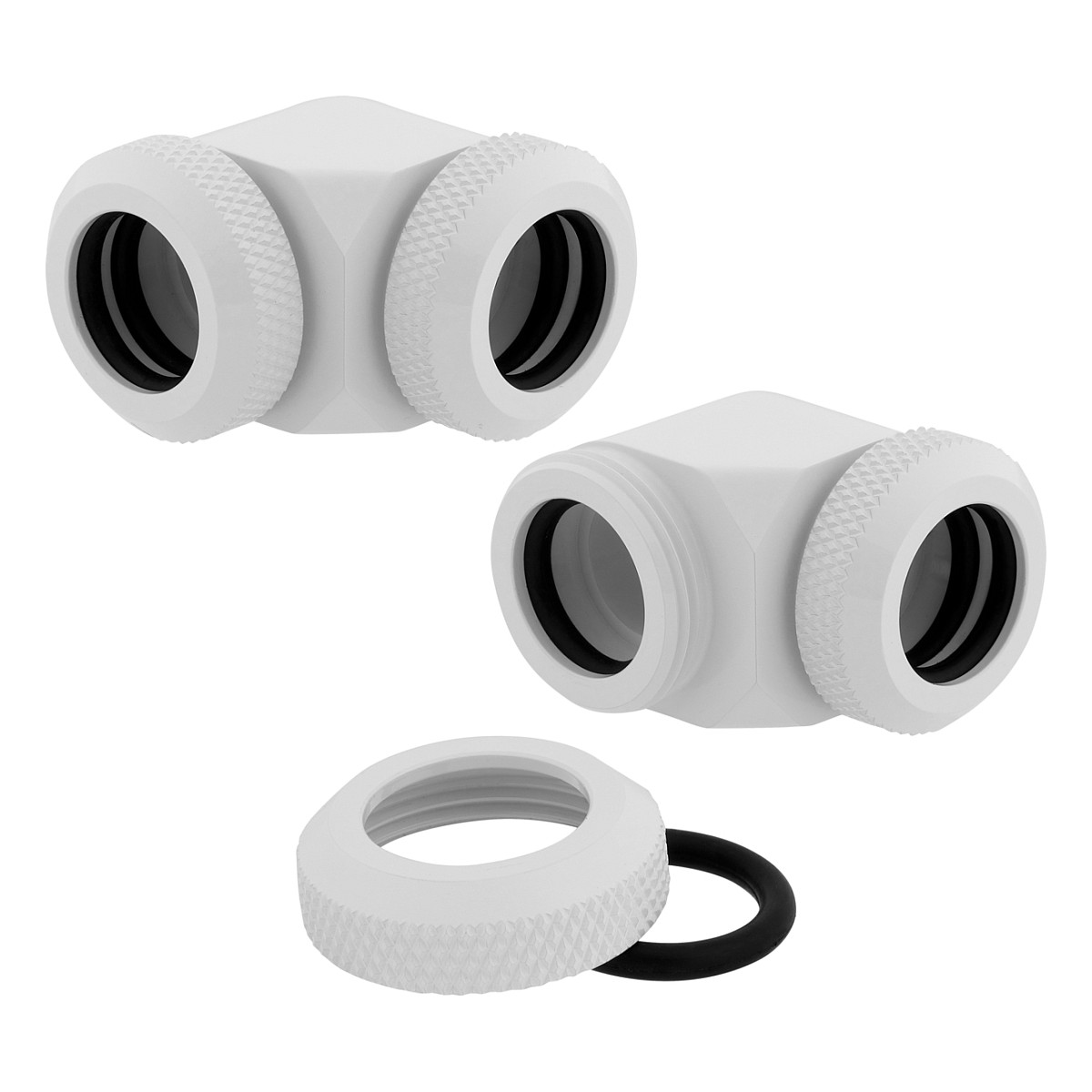 K Corsair Hydro X Series XF Hardline Adapter 90 degree 12mm AD to 12mm AD Hardtube - 2er Pack, white