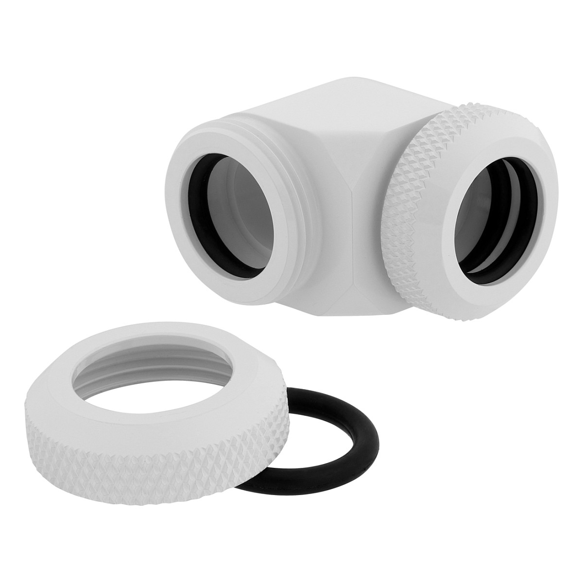 K Corsair Hydro X Series XF Hardline Adapter 90 degree 12mm AD to 12mm AD Hardtube - 2er Pack, white