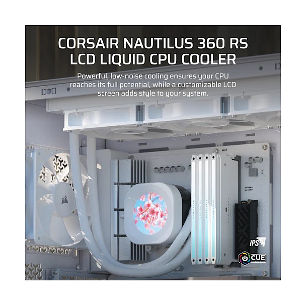 K Corsair Nautilus 360 LCD Liquid CPU Cooler White