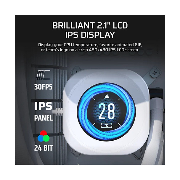 K Corsair Nautilus 360 LCD Liquid CPU Cooler White