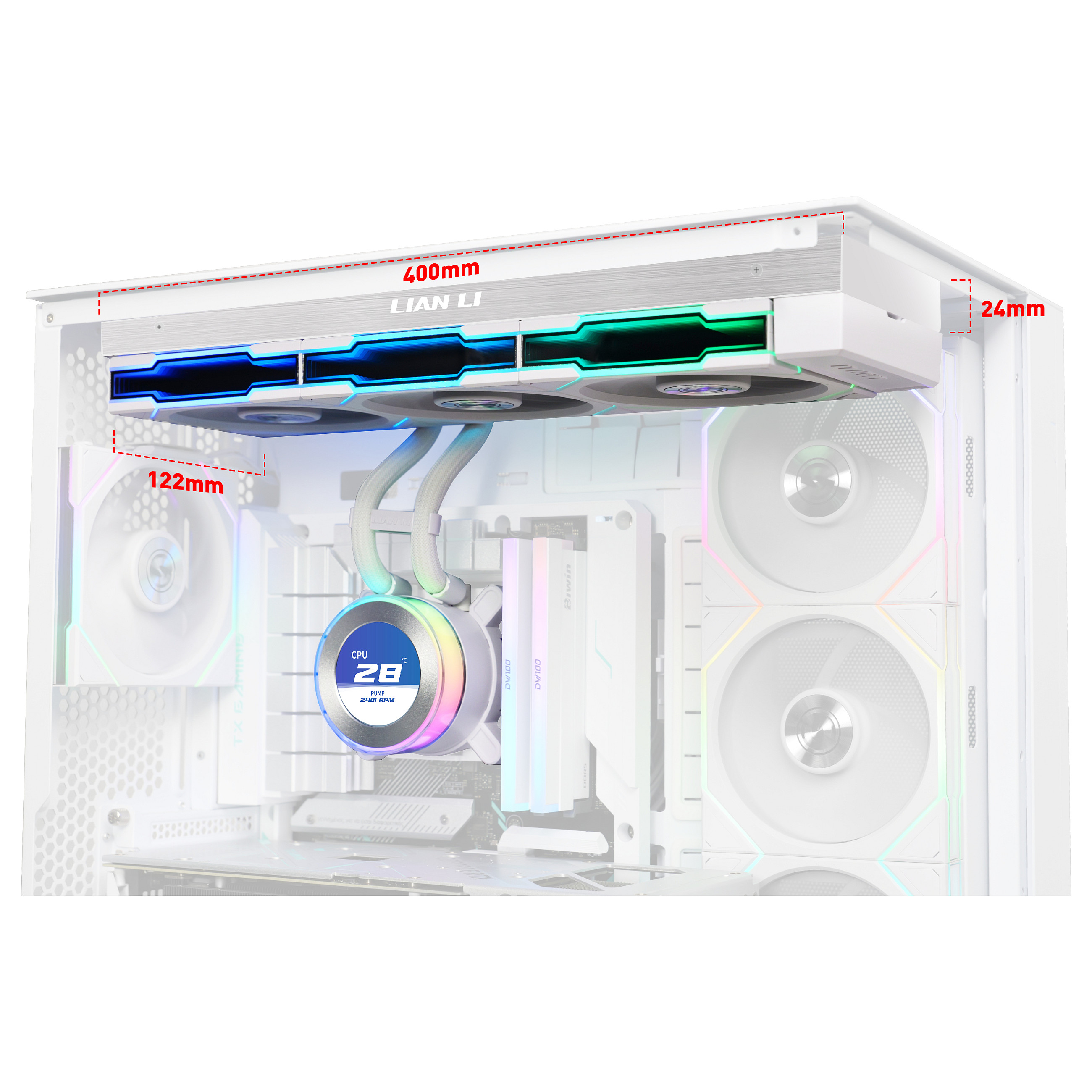 K Lian Li HYDROSHIFT II LCD-C 360TL white | AiO-Water Cooling