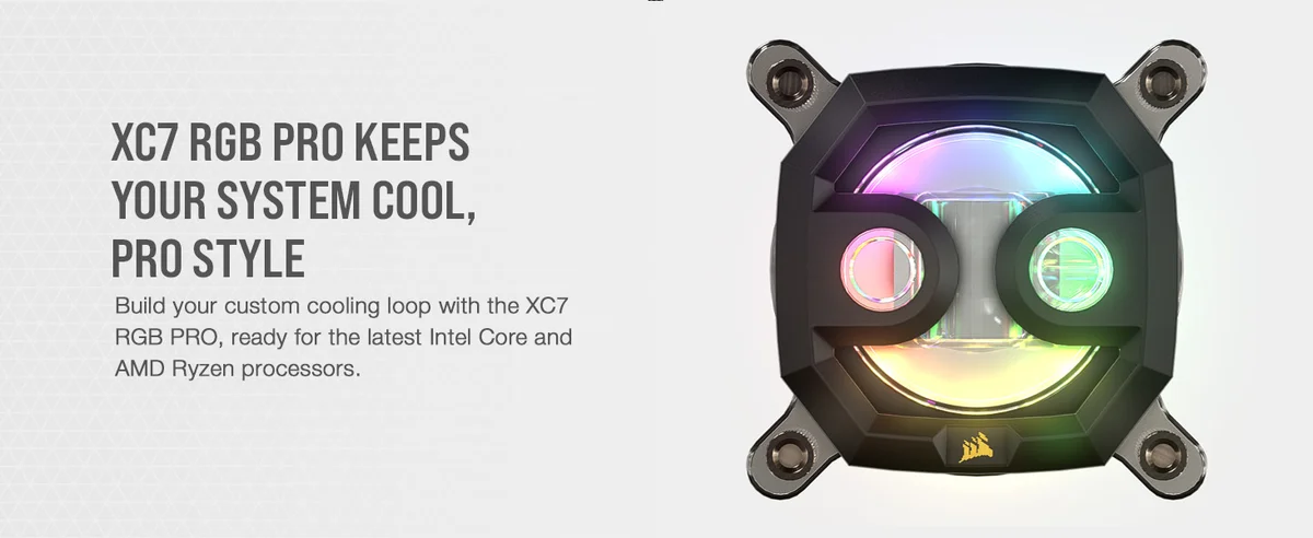K Corsair Hydro X Series XC7 RGB PRO Water Block Copper Nickel Nylon White Socket AM4