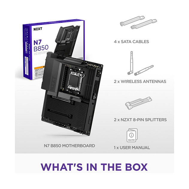 NZXT N7 B850 WiFi Black DDR5 AM5 Black Cover N7-B85XT-B1 retail