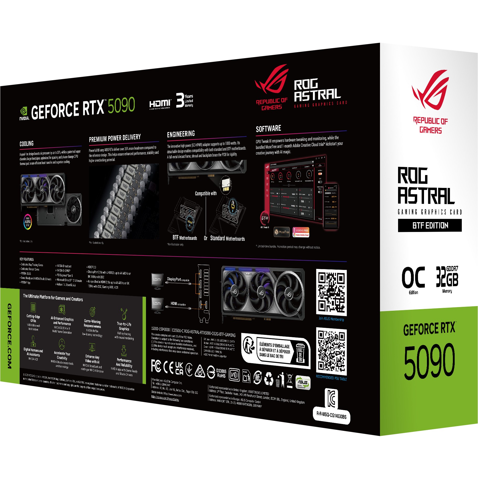 RTX 5090 32GB Asus ROG ASTRAL BTF Gaming OC