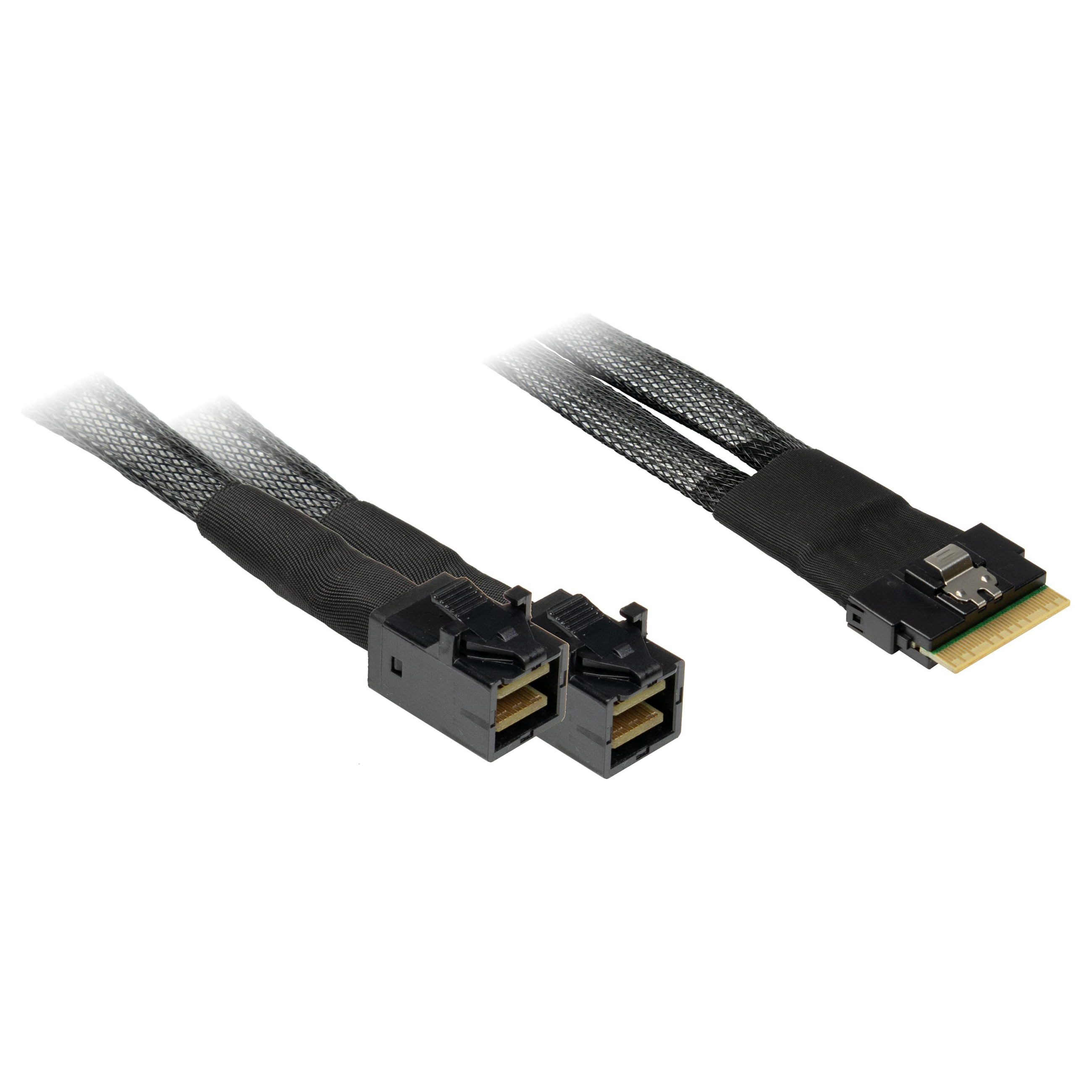 Inter-Tech SFF-8654 8i > 2x SFF-8643 0,75m Cable
