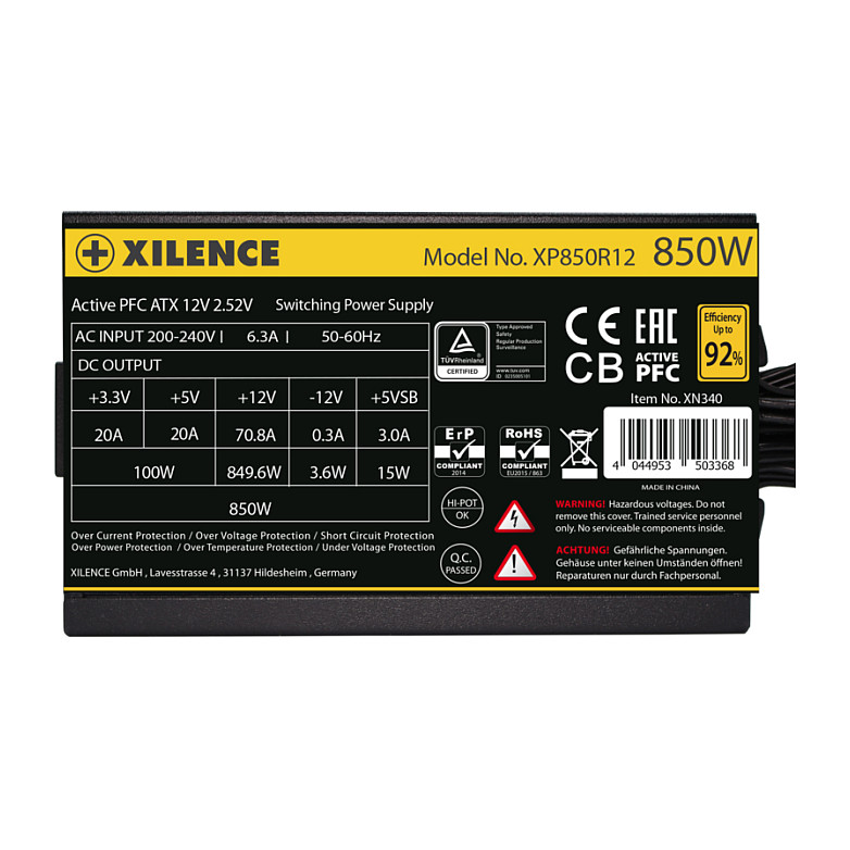 Xilence XP850R12 850W PC Power Supply, Meet 80+ Gold, Gaming, ATX