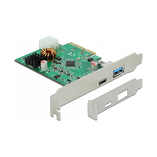 PCI Express x4 Card zu 1 x external USB Type-C™ Socket with PD Funktion + 1 x external USB Type-A Socket SuperSpeed USB 10 Gbps (USB 3.2 Gen 2)