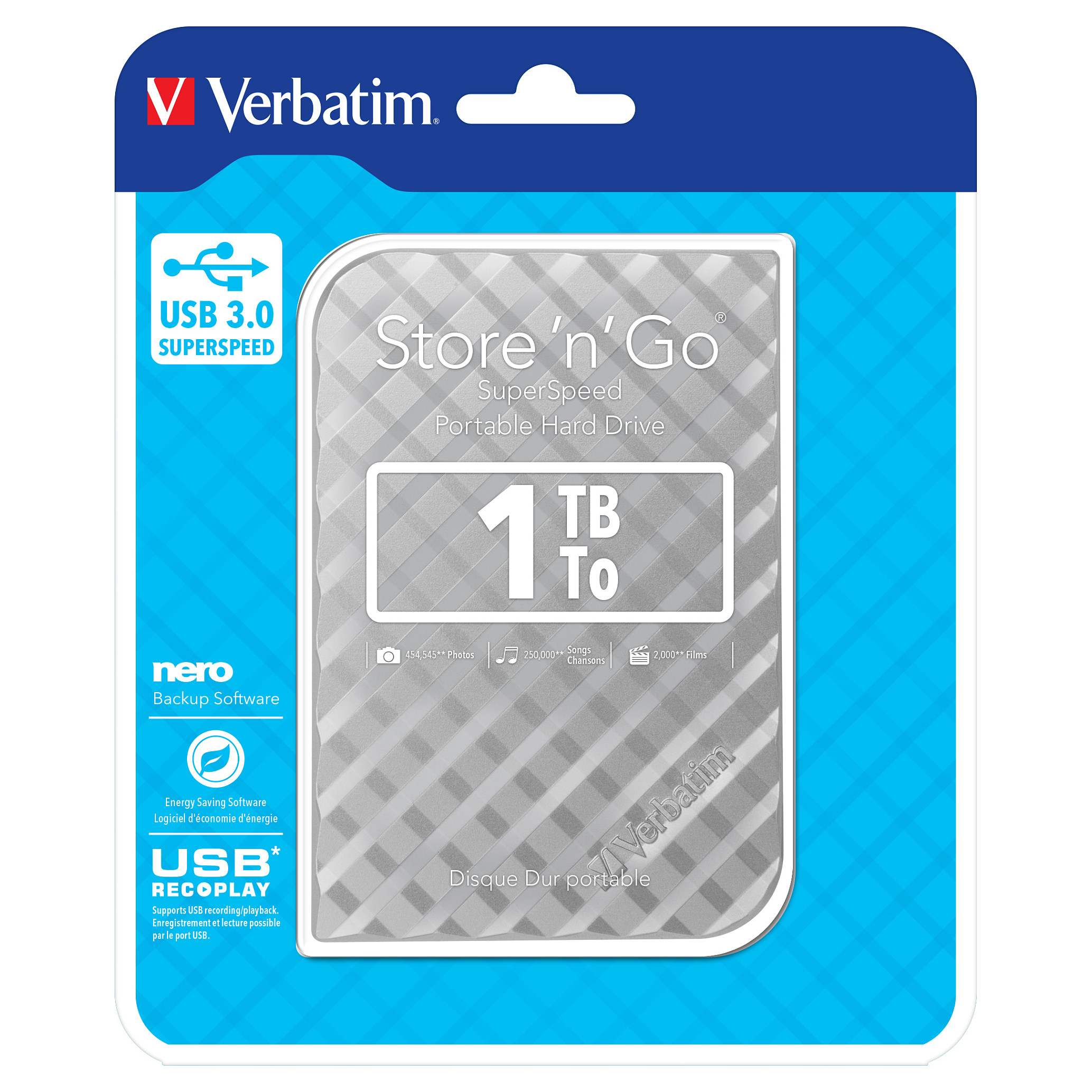 1TB Verbatim 2,5" Store n Go USB 3.0 Gen.2 silber