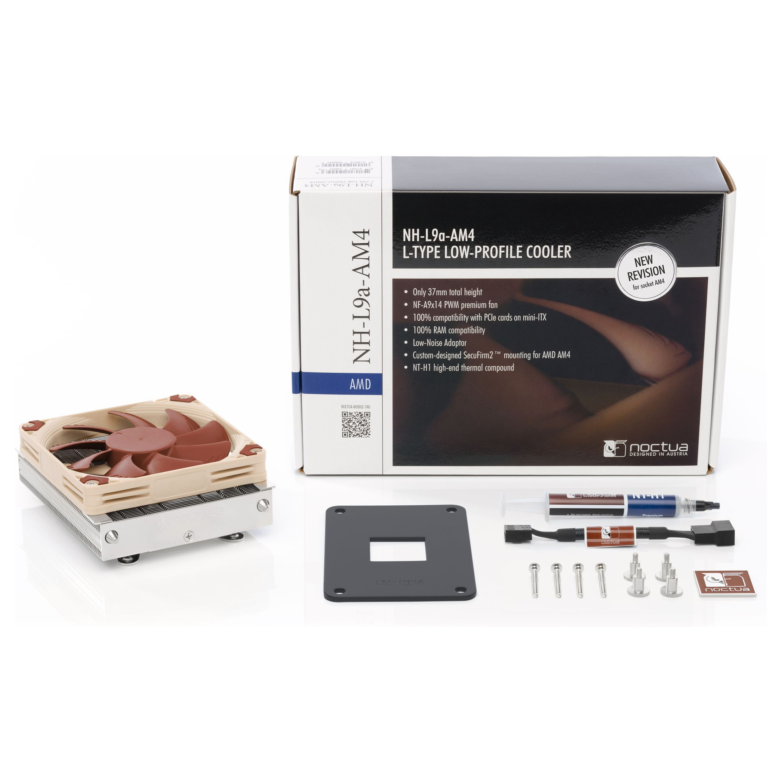 K NOCTUA NH-L9a-AM4 - Processor - Cooler - 9.2 cm - Socket AM4 - AMD A - 600 RPM