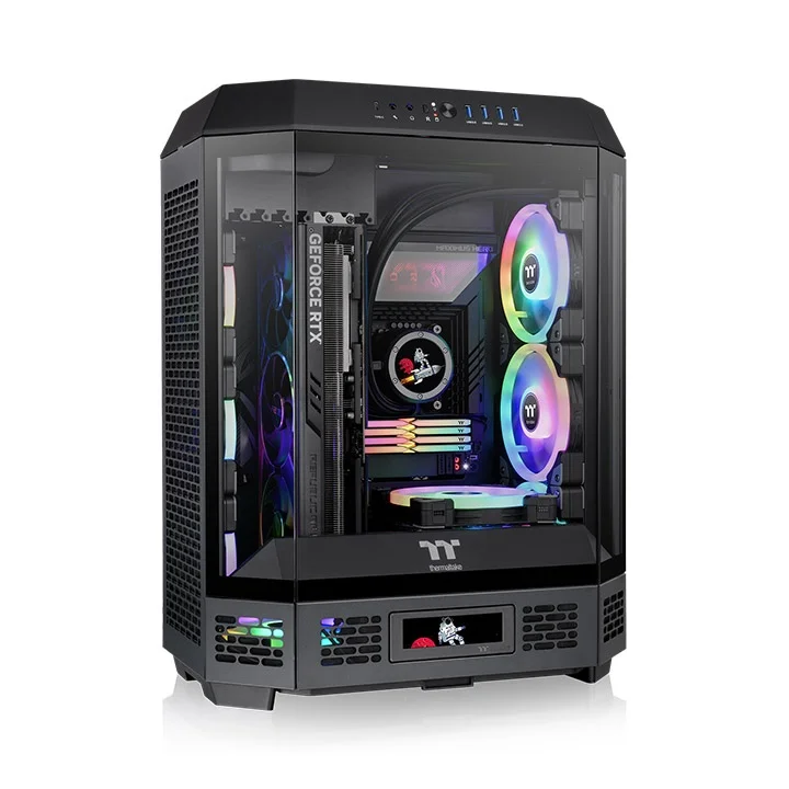 The Tower 600/Black/Win/SPCC/Tempered Glass*3/CT140 Fan*2/Color Box/With Screen Metal Panel