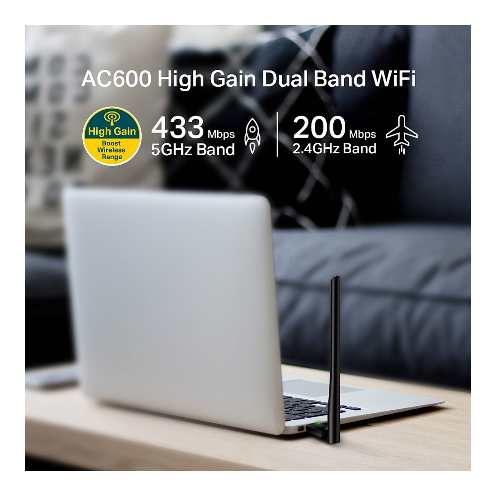 TP-LINK Archer T2U Plus - AC600 High Gain Dual Band Wi-Fi USB Adapter