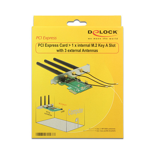 PCI Express Card > 1 x internal M.2 Key A Slot with 3 external Antennas