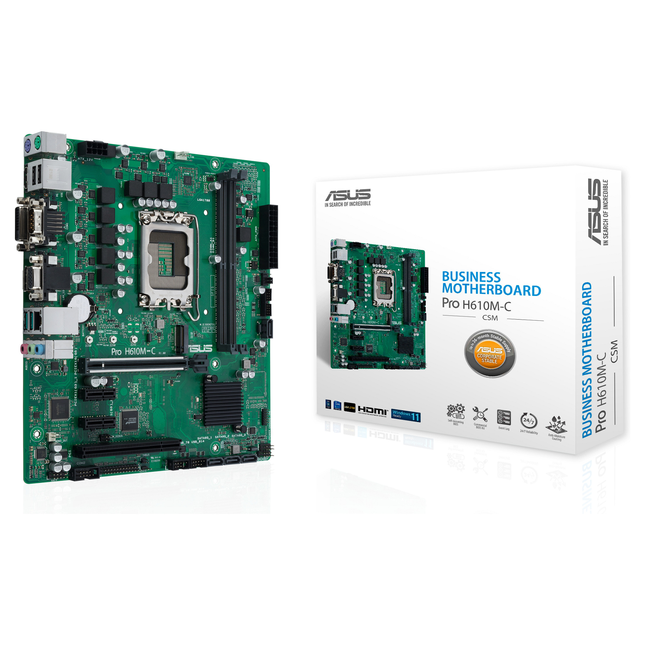 ASUS PRO H610M-C-CSM S1700/DDR5/DP-HDMI-DVI-VGA/PCI/24-7