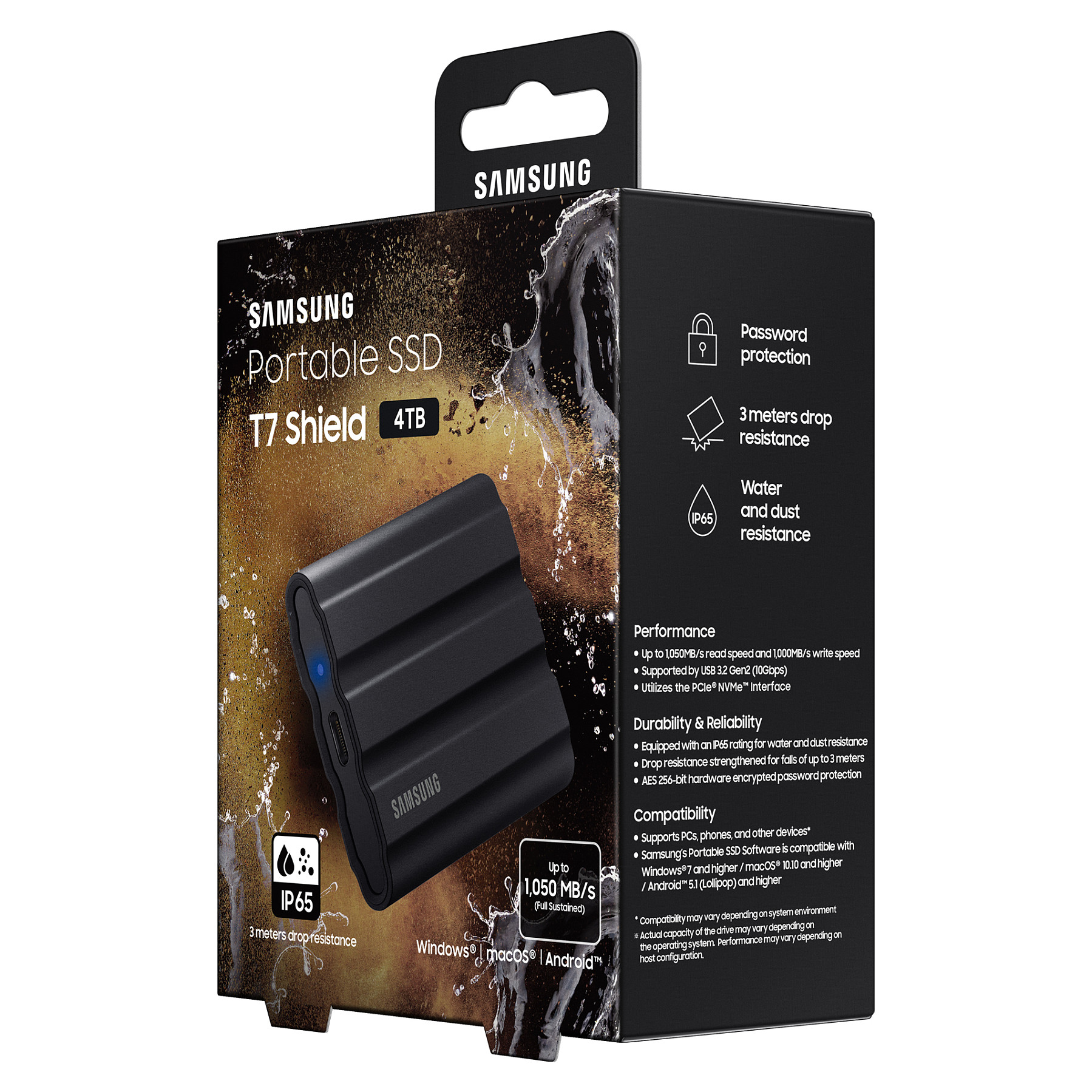 4TB Samsung Portable T7 Shield USB 3.2 Gen2 Schwarz retail