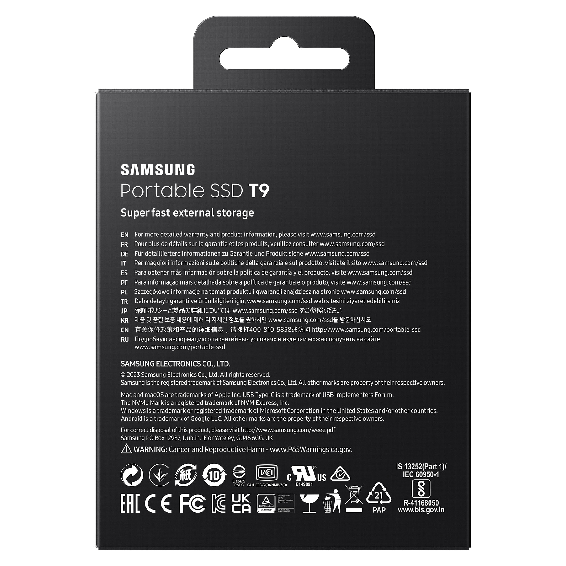 2TB Samsung Portable T9 USB 3.2 Gen2 Black retail