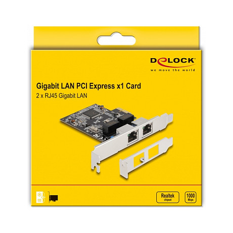 DeLock 2-Port RJ45 Gigabit LAN RTL8111 PCI Express-Karte