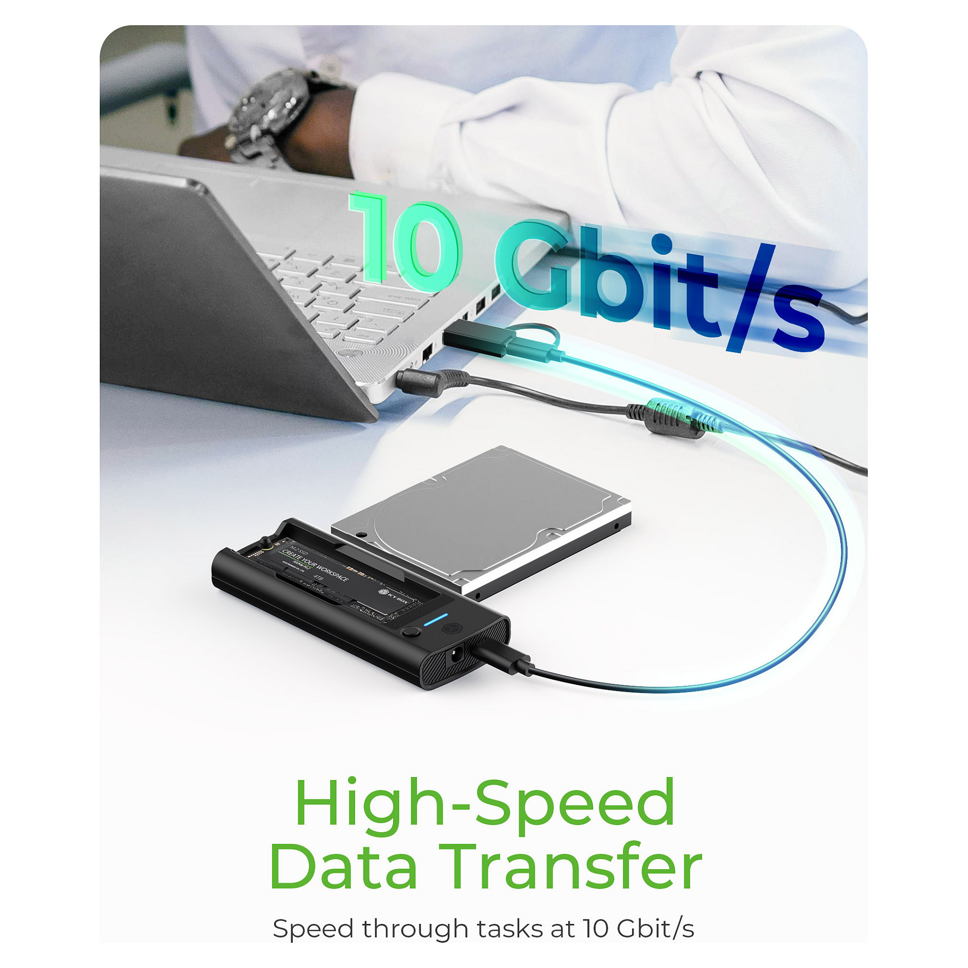 ICY BOX IB-180MS-C31 USB-C/USB-A 3.2 DockingStation für M.2 NVMe SSD und 3.5"/2.5" SATA HDD