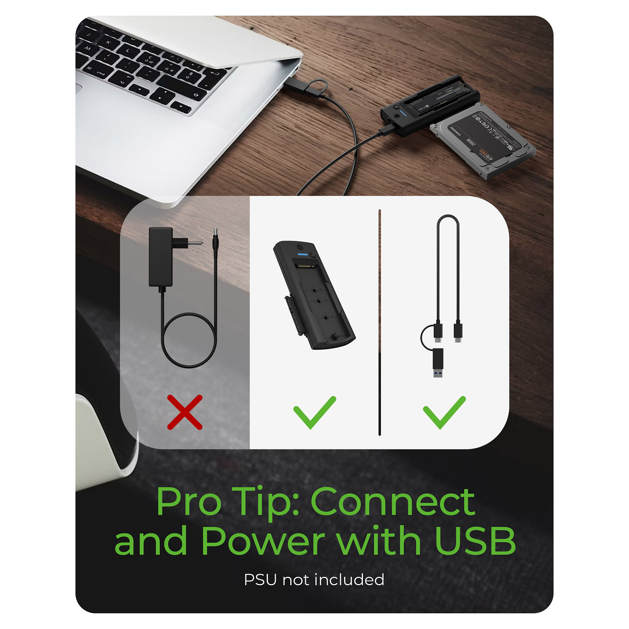 ICY BOX IB-180MS-C31 USB-C/USB-A 3.2 DockingStation für M.2 NVMe SSD und 3.5"/2.5" SATA HDD