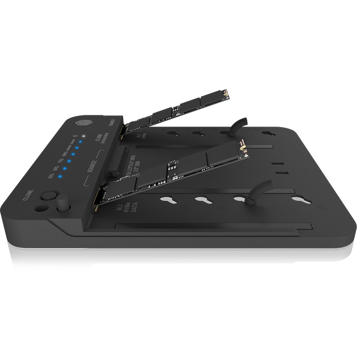 ICY BOX IB-2913MCL-C31 USB-C 3.2 Klon- und DockingStation für 2x M.2 NVMe/SATA SSD und 3,5"/2,5" HDD/SSD