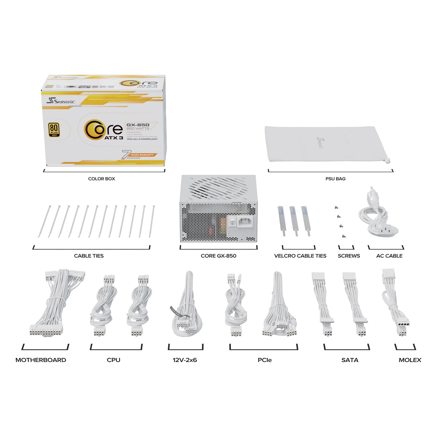 850W Seasonic Core GX-850-V2-WHITE Kabelmanagement