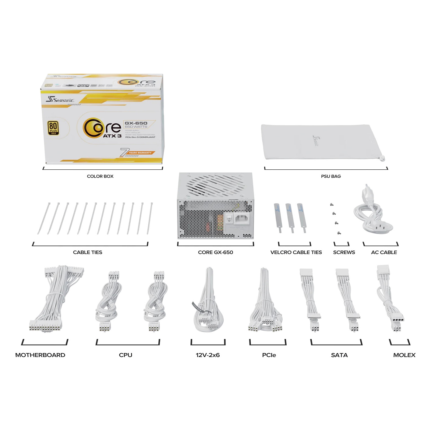 650W Seasonic Core GX-650-V2-WHITE Kabelmanagement