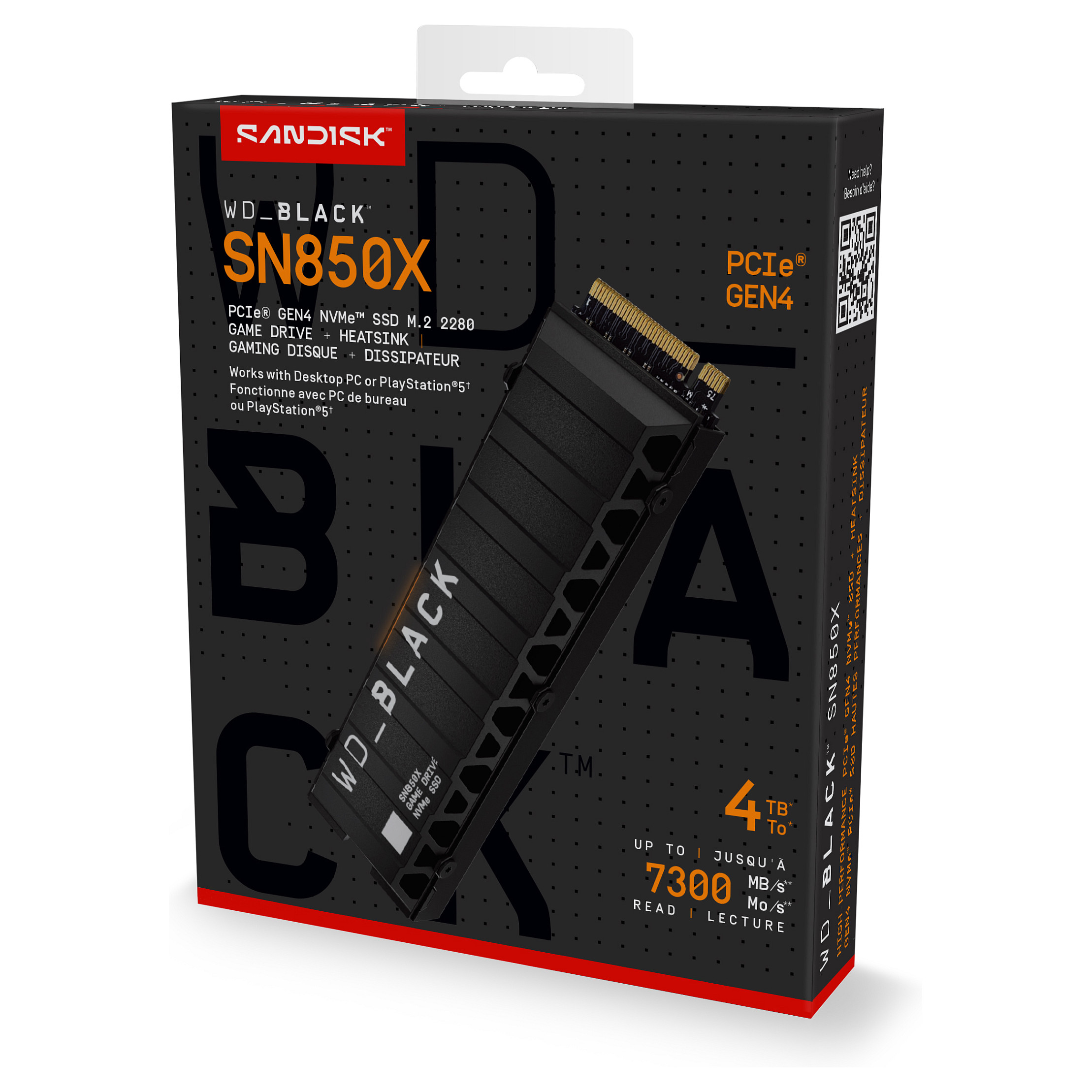 M.2 4TB WD Black SN850X NVMe PCIe 4.0 x 4 with Heatsink