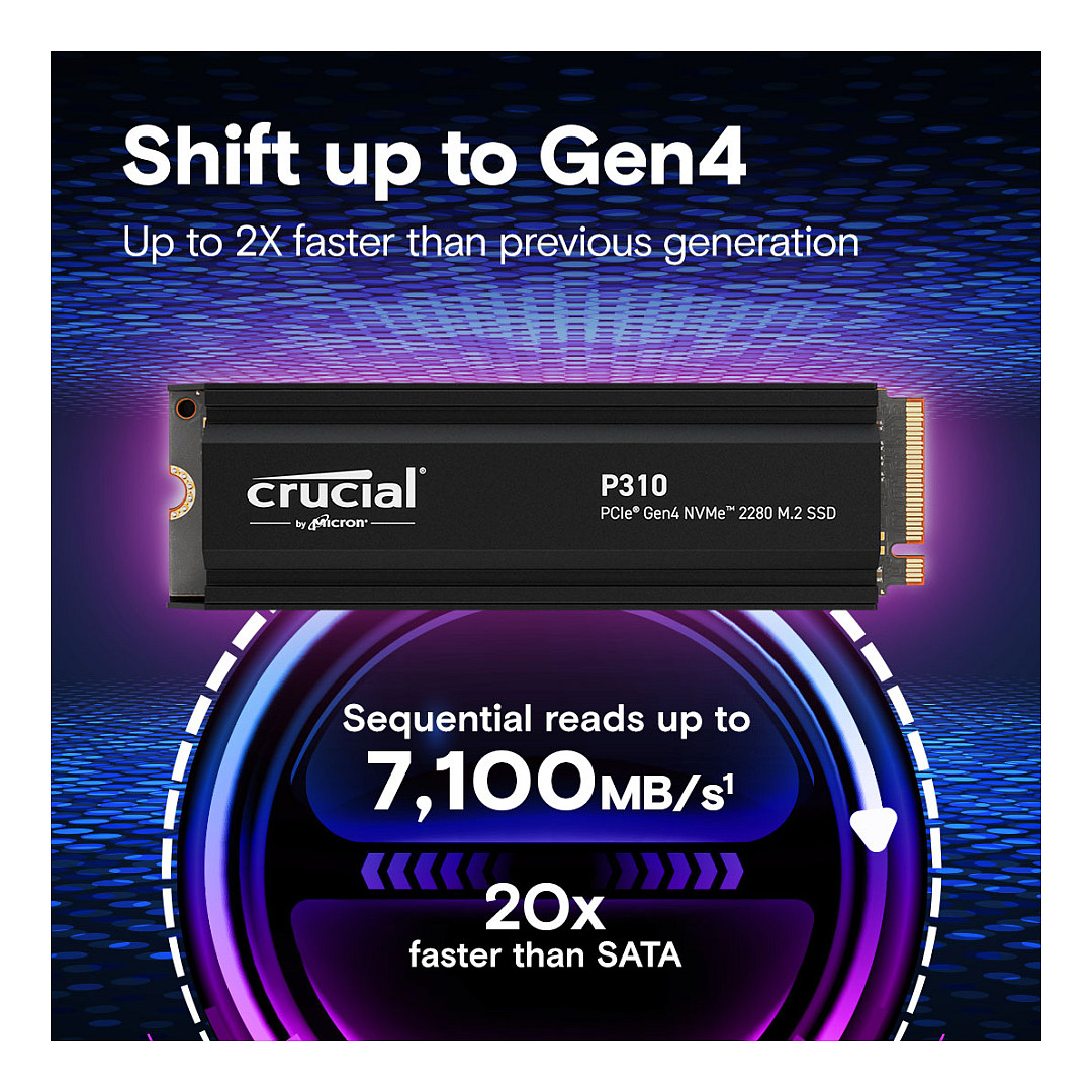 M.2 2TB Crucial P310 NVMe PCIe Gen4 with Headsink