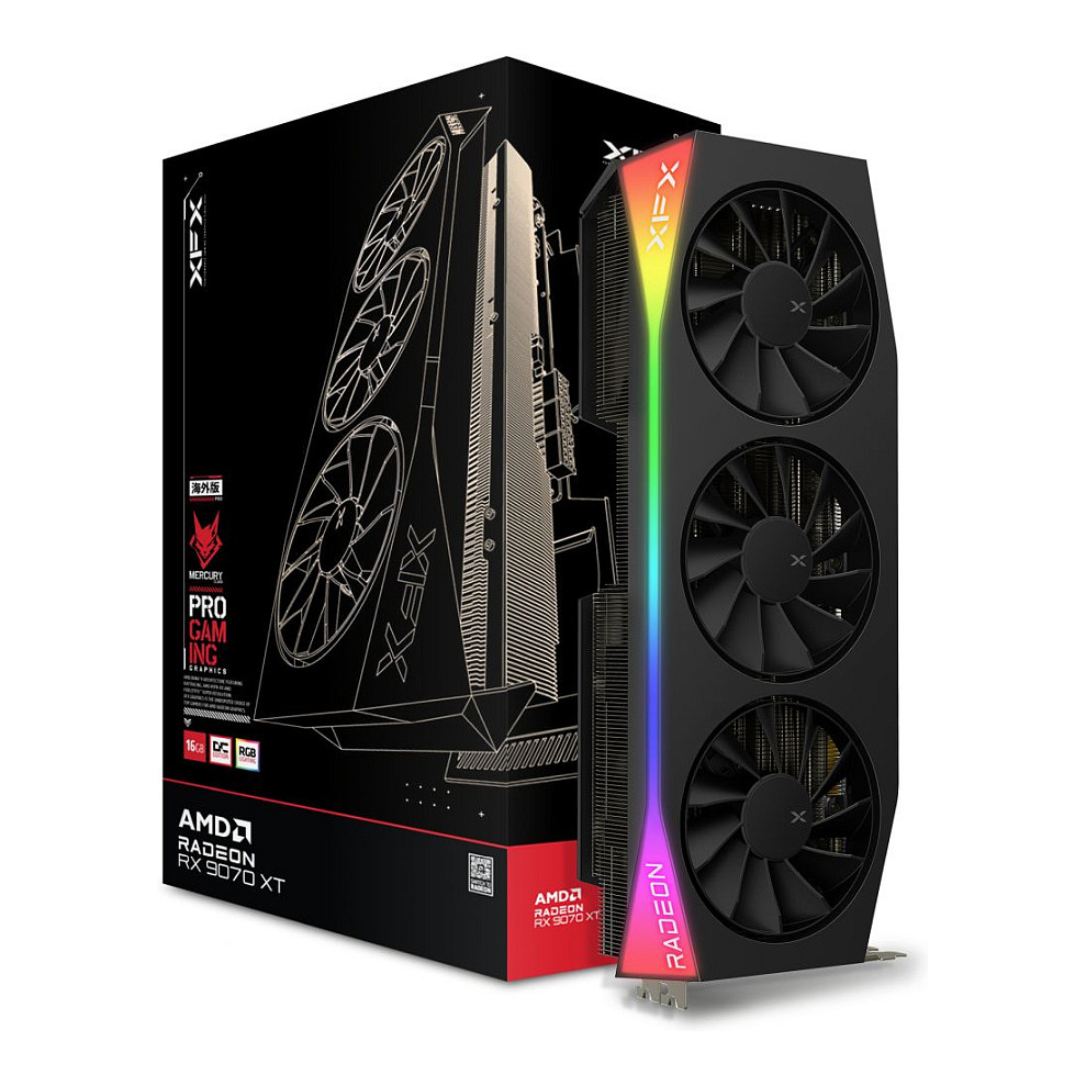 RX 9070 XT 16GB XFX Mercury Gaming RGB OC GDDR6 3 Fan