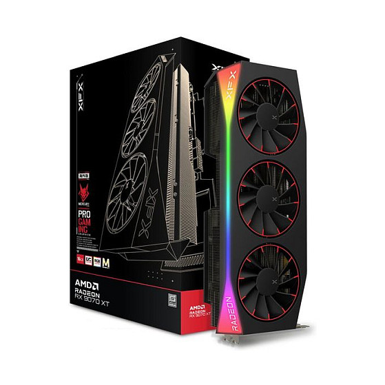 RX 9070 XT 16GB XFX Mercury Magnetic Air Gaming RGB OC GDDR6 3 Fan