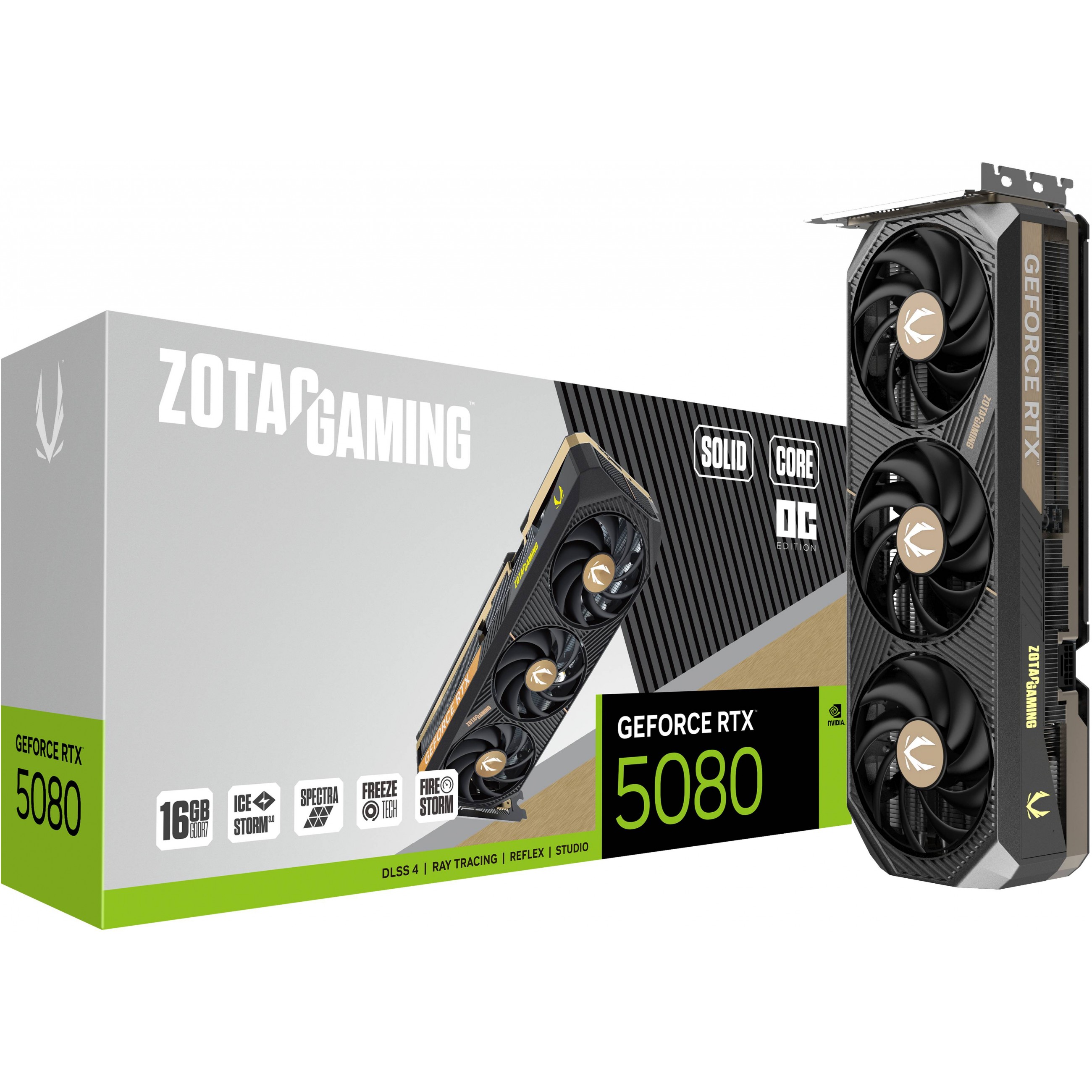 RTX 5080 16GB ZOTAC GAMING SOLID CORE OC GDDR7 Fan