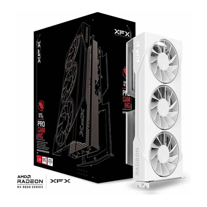 RX 9060 XT 16GB XFX Radeon SWIFT OC GDDR6 3 Fan white